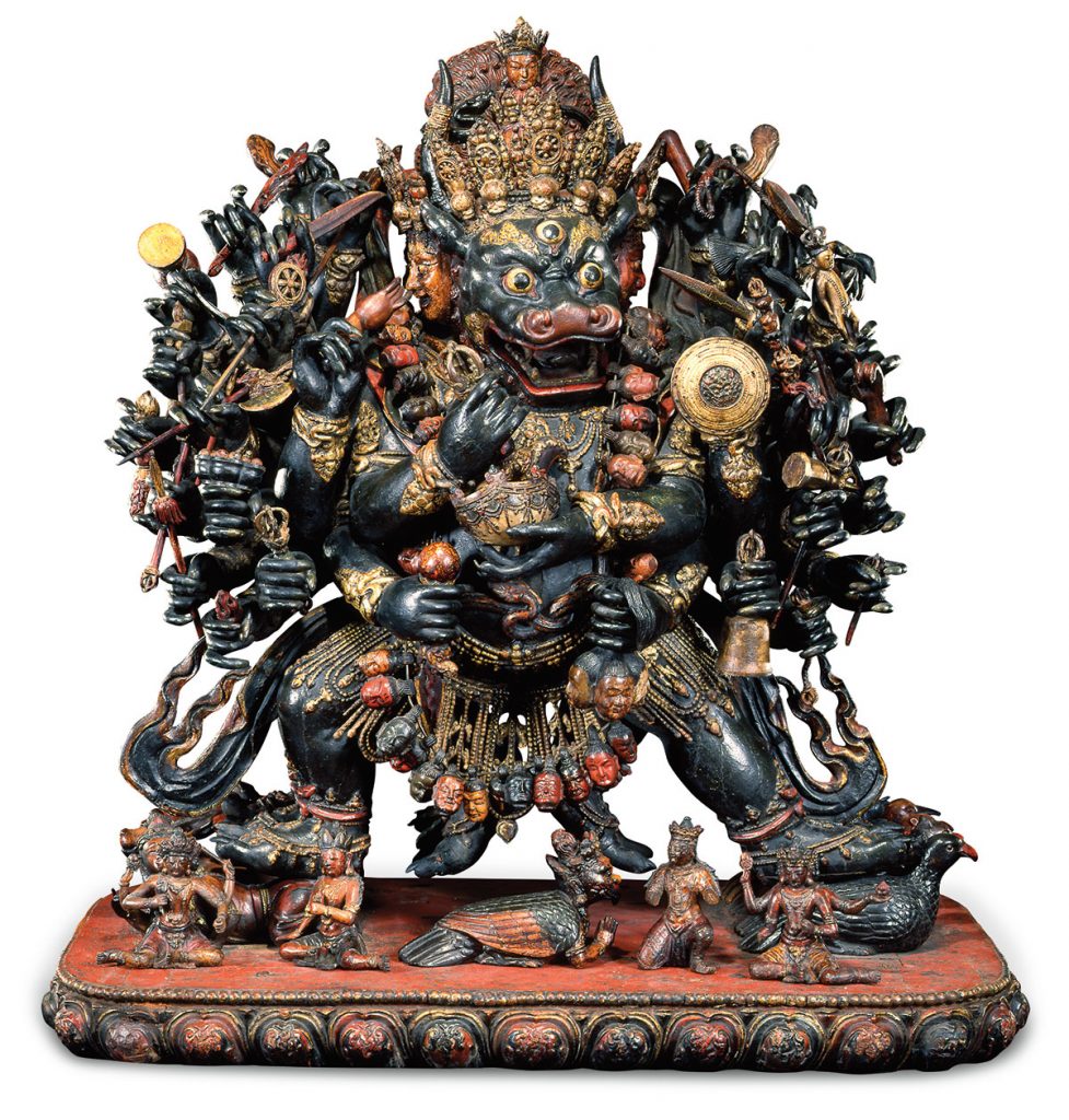 Vajrabhairava, 15th century or later, Sino-Tibetan, polychromed wood, 53 1/4 x 50 3/4 x 30 3/4 in. Virginia Museum of Fine Arts, E. Rhodes and Leona B. Carpenter Foundation and Arthur and Margaret Glasgow Fund