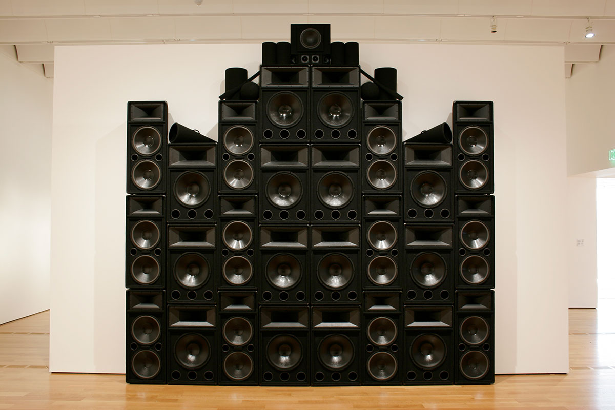 Coronation Theme: Organon, 2008, Nadine Robinson (American, born England, 1968), speakers, sound system, mixed media. High Museum of Art, Atlanta, given by John F. Wieland Jr. in memory of Marion Hill, 2008.175. Image: © Nadine Robinson