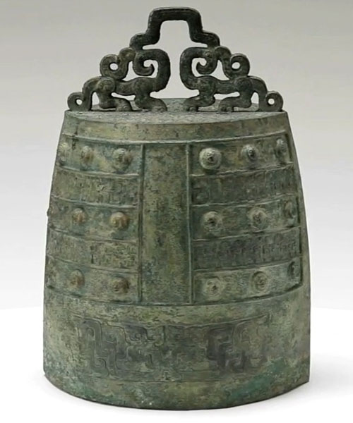 ancient bronze bell rotating